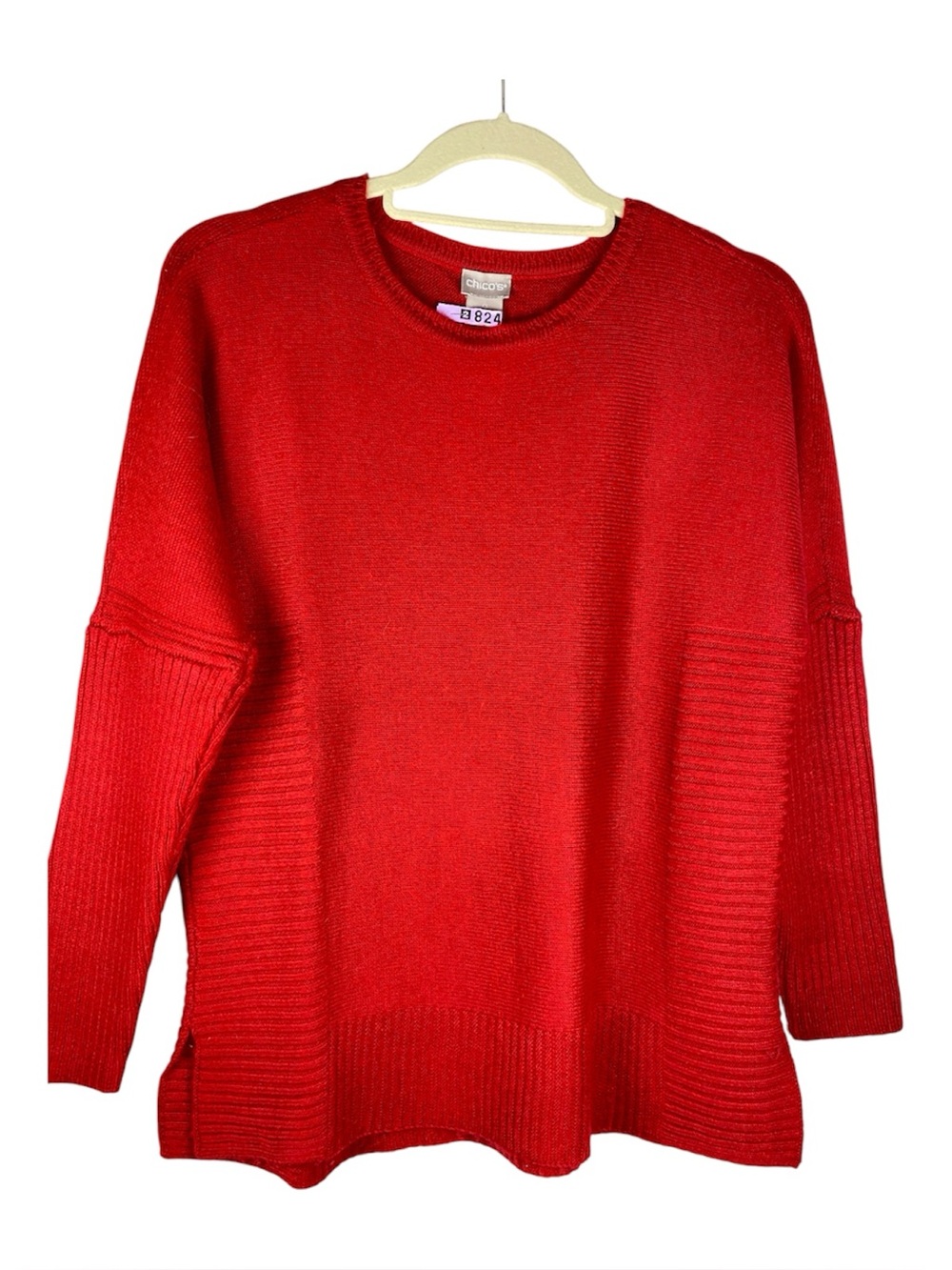 CHICOS Rib Knit Tunic Sweater Red‎ Women’s Size 0 (S)